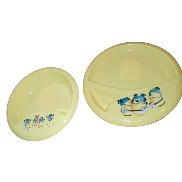 New Minions Despicable Me 2 Pc Set Hard Plastic Bowl Plate Set - Picture 1 of 3